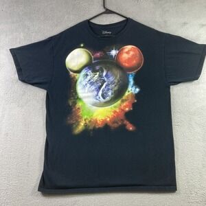 Disney Shirt Adult Large Black Mickey Mouse Ears Earth Planet Space Solar System